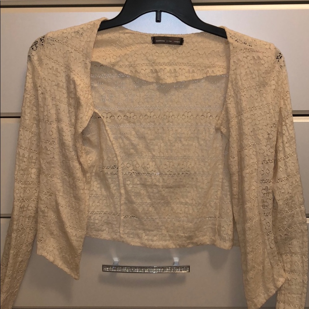 White floral cropped sweater